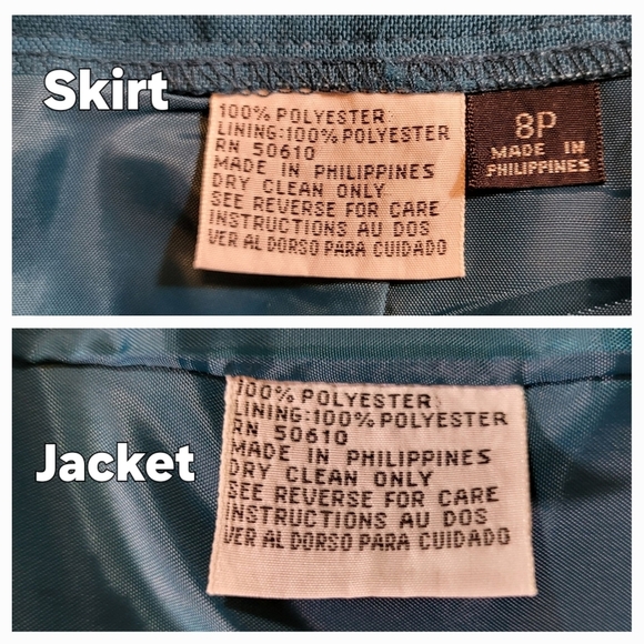 Vintage Teal Green Classic LE SUIT Pencil Skirt Suit - Size 8P - Picture 7 of 7